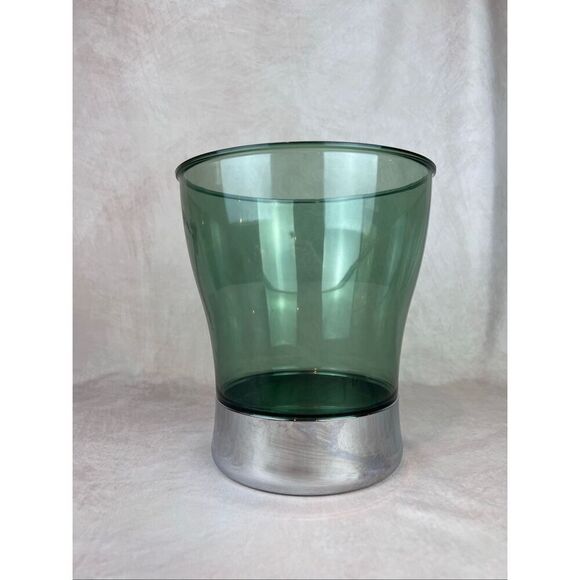 Vintage Y2K Metallic Waste Basket Bin Space Age Style Trashcan - Picture 3 of 8